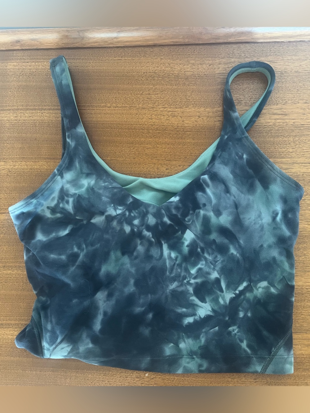 Tie-Dye Green & Black Sleeveless Crop Top
